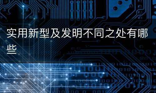 实用新型及发明不同之处有哪些