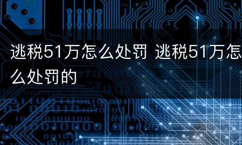 逃税51万怎么处罚 逃税51万怎么处罚的
