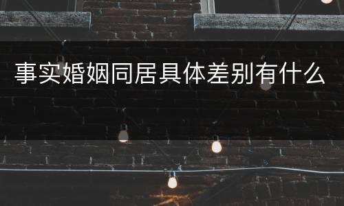 事实婚姻同居具体差别有什么