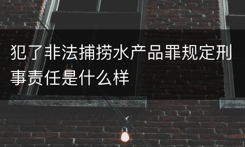 犯了非法捕捞水产品罪规定刑事责任是什么样