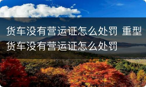 货车没有营运证怎么处罚 重型货车没有营运证怎么处罚