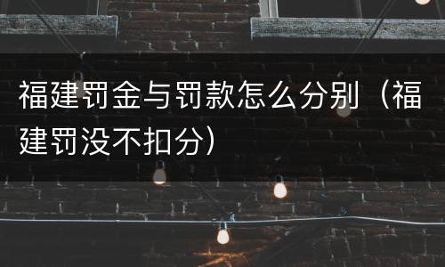 福建罚金与罚款怎么分别（福建罚没不扣分）