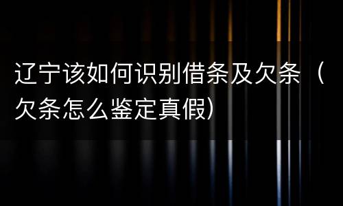 辽宁该如何识别借条及欠条（欠条怎么鉴定真假）