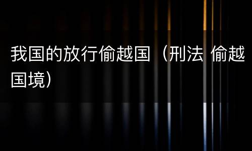 我国的放行偷越国（刑法 偷越国境）