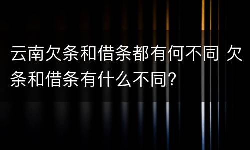 云南欠条和借条都有何不同 欠条和借条有什么不同?
