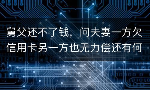 舅父还不了钱，问夫妻一方欠信用卡另一方也无力偿还有何规定