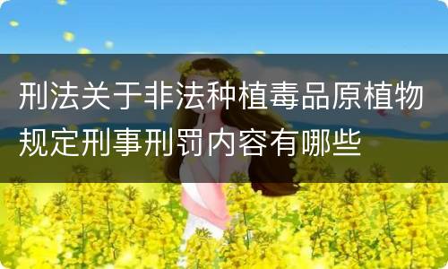 刑法关于非法种植毒品原植物规定刑事刑罚内容有哪些