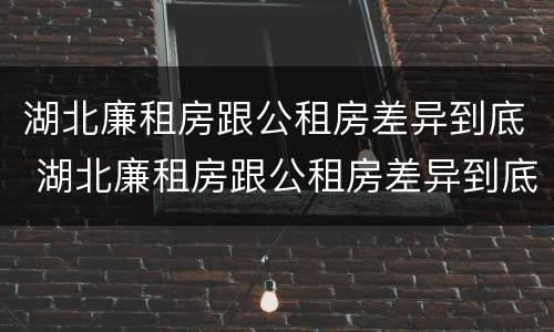 湖北廉租房跟公租房差异到底 湖北廉租房跟公租房差异到底有多大