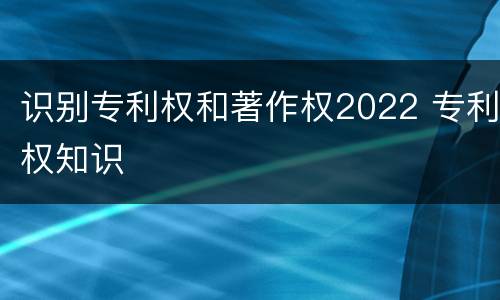 识别专利权和著作权2022 专利权知识