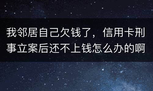 我邻居自己欠钱了，信用卡刑事立案后还不上钱怎么办的啊