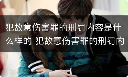 犯故意伤害罪的刑罚内容是什么样的 犯故意伤害罪的刑罚内容是什么样的案件