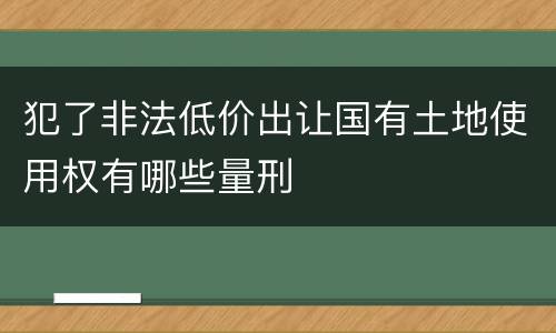犯了非法低价出让国有土地使用权有哪些量刑