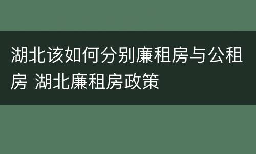 湖北该如何分别廉租房与公租房 湖北廉租房政策