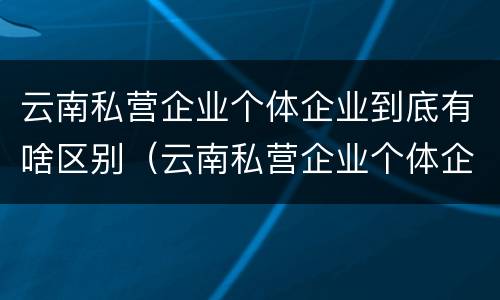 云南私营企业个体企业到底有啥区别（云南私营企业个体企业到底有啥区别呢）