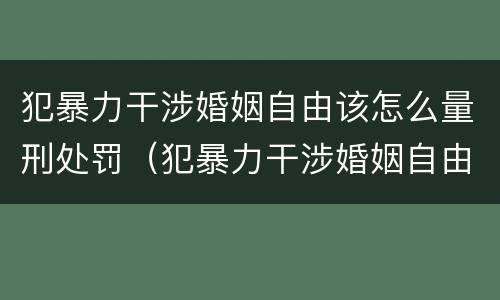 犯暴力干涉婚姻自由该怎么量刑处罚（犯暴力干涉婚姻自由该怎么量刑处罚）