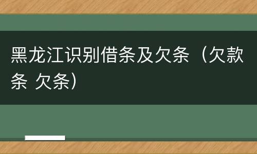 黑龙江识别借条及欠条（欠款条 欠条）