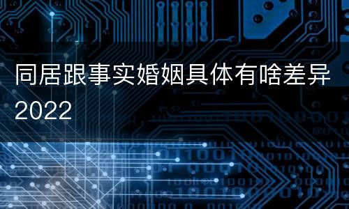 同居跟事实婚姻具体有啥差异2022