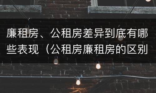 廉租房、公租房差异到底有哪些表现（公租房廉租房的区别）