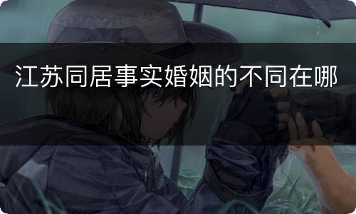 江苏同居事实婚姻的不同在哪