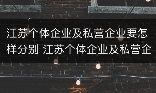江苏个体企业及私营企业要怎样分别 江苏个体企业及私营企业要怎样分别认定