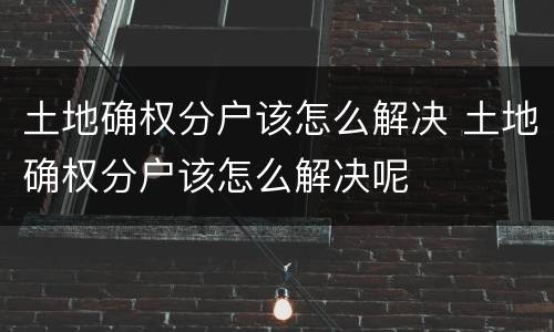 土地确权分户该怎么解决 土地确权分户该怎么解决呢