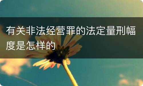 有关非法经营罪的法定量刑幅度是怎样的