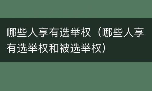 哪些人享有选举权（哪些人享有选举权和被选举权）