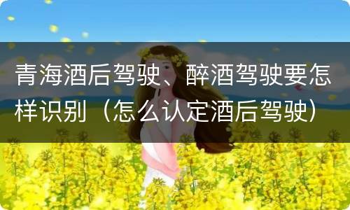 青海酒后驾驶、醉酒驾驶要怎样识别（怎么认定酒后驾驶）