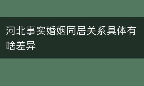 河北事实婚姻同居关系具体有啥差异