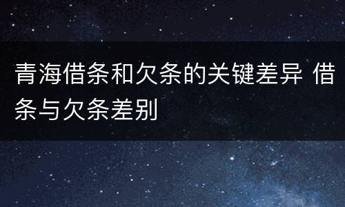 青海借条和欠条的关键差异 借条与欠条差别
