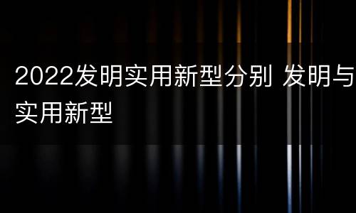 2022发明实用新型分别 发明与实用新型
