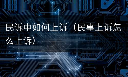 民诉中如何上诉（民事上诉怎么上诉）
