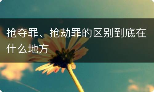 抢夺罪、抢劫罪的区别到底在什么地方