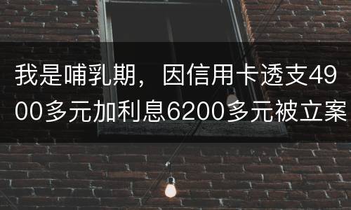我是哺乳期，因信用卡透支4900多元加利息6200多元被立案侦查了，会被判刑吗