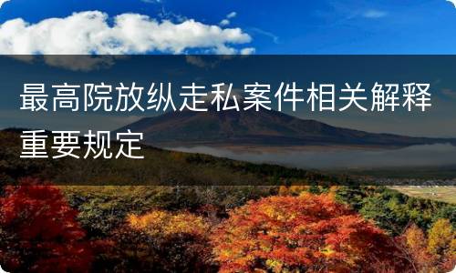 最高院放纵走私案件相关解释重要规定