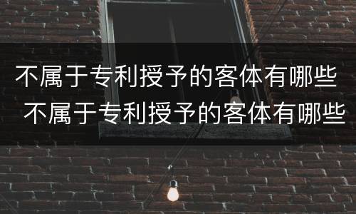 不属于专利授予的客体有哪些 不属于专利授予的客体有哪些类型