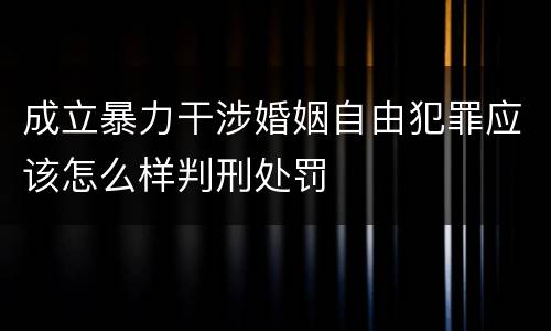成立暴力干涉婚姻自由犯罪应该怎么样判刑处罚