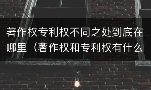 著作权专利权不同之处到底在哪里（著作权和专利权有什么区别）