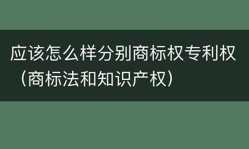 应该怎么样分别商标权专利权（商标法和知识产权）