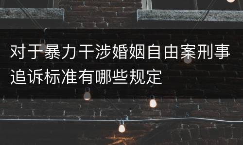 对于暴力干涉婚姻自由案刑事追诉标准有哪些规定