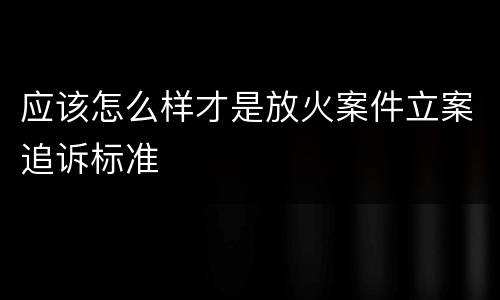 应该怎么样才是放火案件立案追诉标准