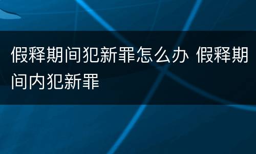 假释期间犯新罪怎么办 假释期间内犯新罪