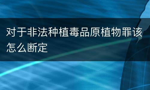 对于非法种植毒品原植物罪该怎么断定