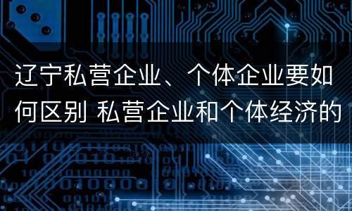 辽宁私营企业、个体企业要如何区别 私营企业和个体经济的区别