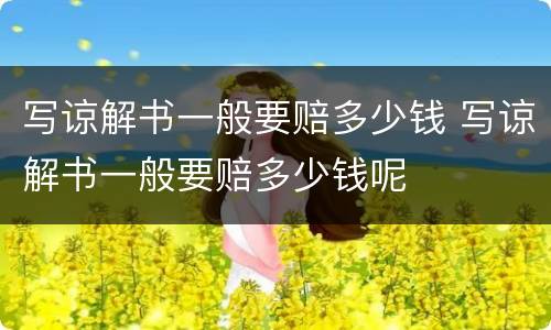 写谅解书一般要赔多少钱 写谅解书一般要赔多少钱呢