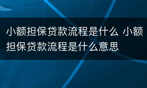 小额担保贷款流程是什么 小额担保贷款流程是什么意思