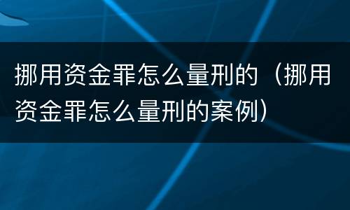 挪用资金罪怎么量刑的（挪用资金罪怎么量刑的案例）