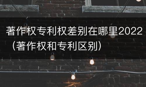 著作权专利权差别在哪里2022（著作权和专利区别）
