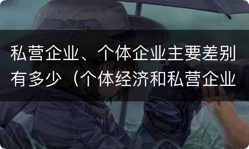 私营企业、个体企业主要差别有多少（个体经济和私营企业的区别）