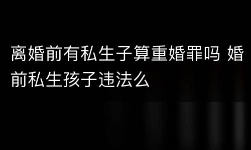 离婚前有私生子算重婚罪吗 婚前私生孩子违法么